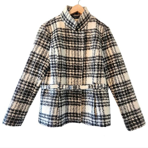 Banana Republic 100% Wool Plaid Belted Fall Winter Jacket Coat Size XL. - Picture 5 of 15
